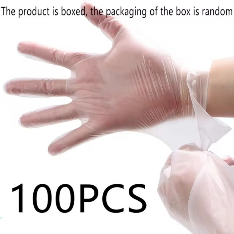 Guantes desechables de TPE para cocina, baño, restaurante, Camping, viajes, herramientas de limpieza del hogar impermeables a prueba de aceite, 100 Uds.: L