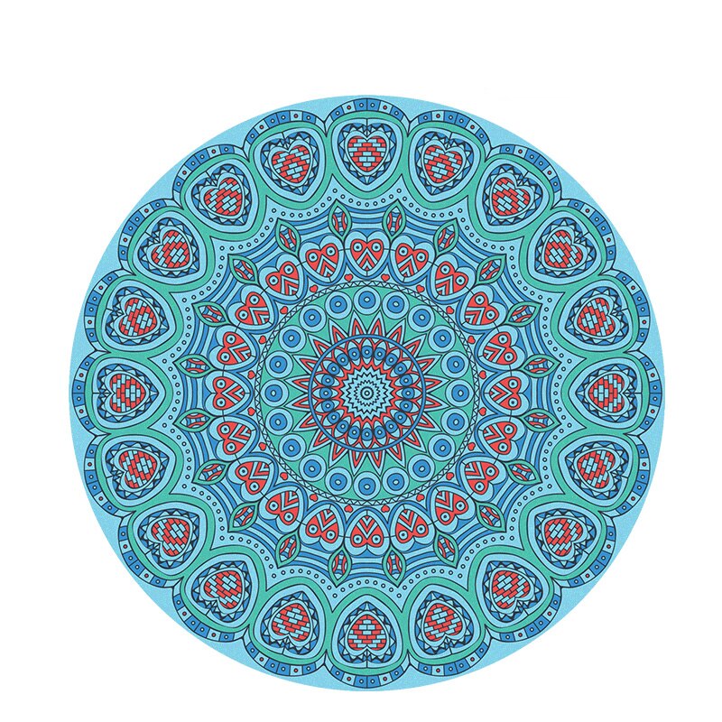 Foldable Round Yoga Mat Meditation Mats Female Natural Rubber non-Slip Thin Carpet Home: Blue