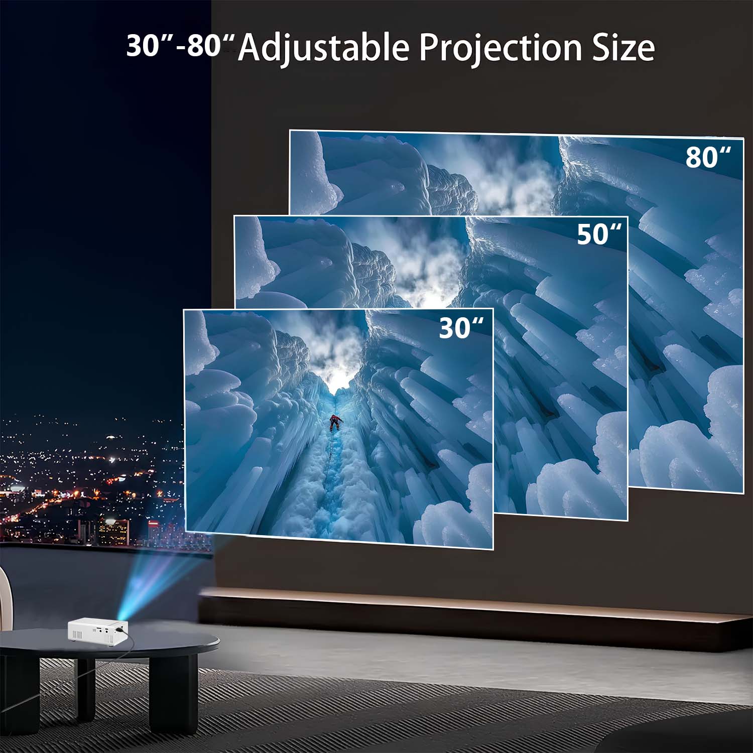 Projector Small Size Portable, HDMI USB Ports, Built-in Speaker, EU/US Plug Choices, Lightweight