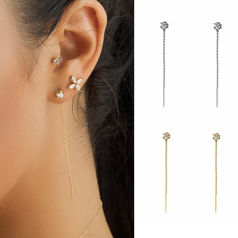 Minimalistischen 925 Sterling Silber Drei Ball Stud Ohrringe Zarte Tiny Dot Ohrringe Knorpel Helix Piercing Kette Ohrringe A30