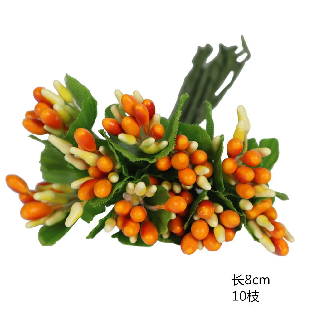 6/12/90/400 stk blandet oransje kunstig blomst kirsebær stamen bær bunt gjør-det-selv jul bryllupskake boks kranser dekor