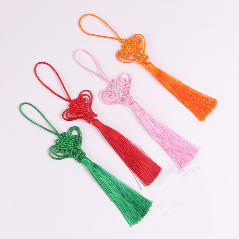 10PCS Love Heart Chinese Knot Tassels DIY Pendant Jewelry Home Textile Curtain Garment Sewing Macrame Decoration Craft Tassels