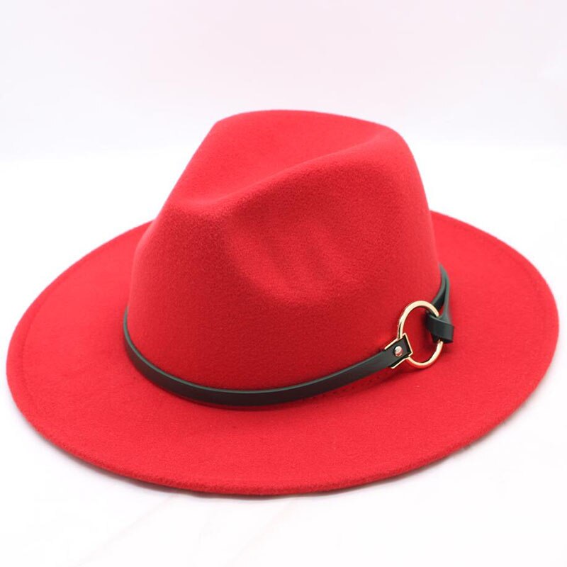 BING YUA HAO XUAN Brand Ladies Fedora Hat Wool Wide Winter Cap Felt Hats Women Hat Children: red