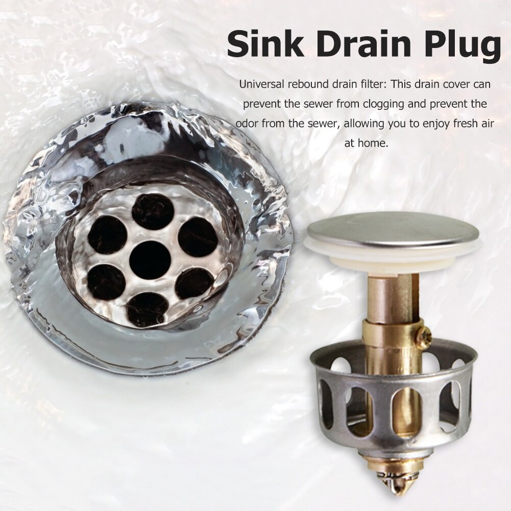 Universal Replacement 2 in 1 Wash Basin POP Up Sink Drain Plug Bathtub Bounce Drain Stopper Filter Kitchen Bathroom Supplies