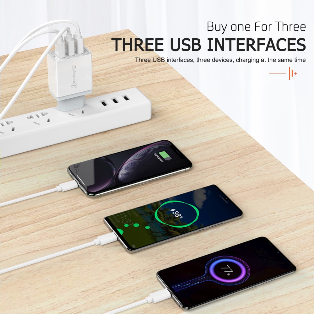 Chargeur USB universel 30W rapide 3.0, pour iPhone 11 Pro Max Xs X XR 6s 7 8 Plus Samsung S10 Huawei Xiaomi