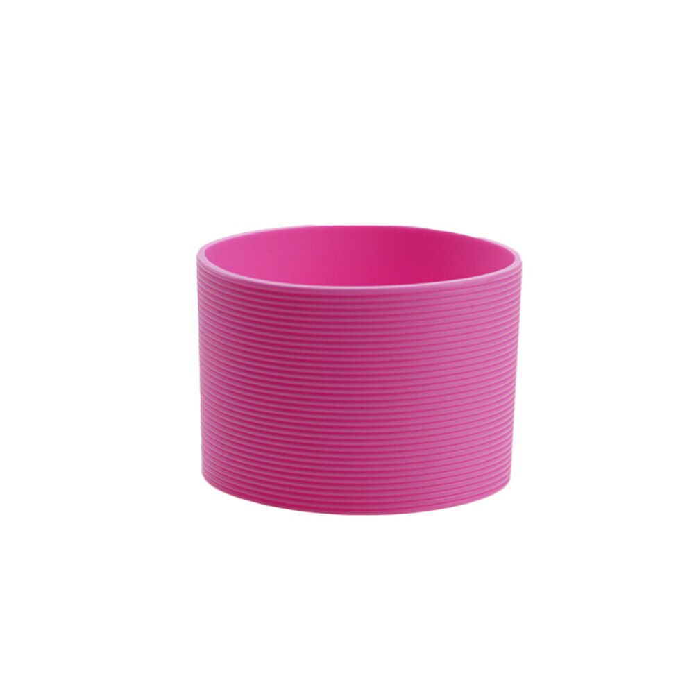 Silicone world 6.5CM tazza di vetro in Silicone tazza antiscivolo manica isolamento antiscivolo copertura protettiva striscia orizzontale copertura isolante: Rose red