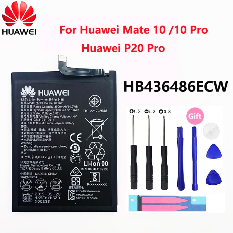 100% Orginal Hua Wei HB436486ECW 4000mAh Battery For Huawei Mate 10 Mate 10 Pro /P20 Pro AL00 L09 L29 TL00 Honor V20 Batteries