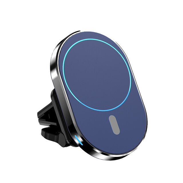 15w magnetische kabellose autoladegeräte qi-handyladegeräte mit lüftungsschlitzanschluss für iphone 12, 13 mini, pro max, magnetischer adsorptions-netzadapter: Blau