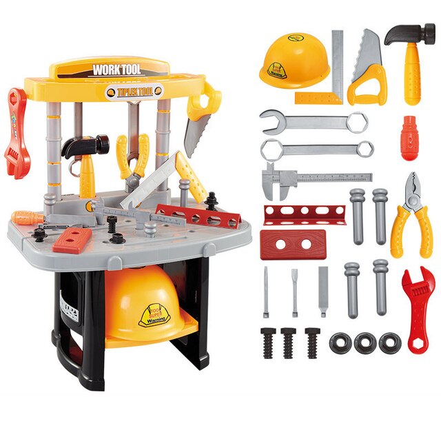 Kids Gereedschap Box Voor Tool Set Speelgoed Ingenieur Multifunctionele Onderhoud Bureau Educatief Intelligentie Pretend Play Kinderen Speelgoed: A2 yellow in bags