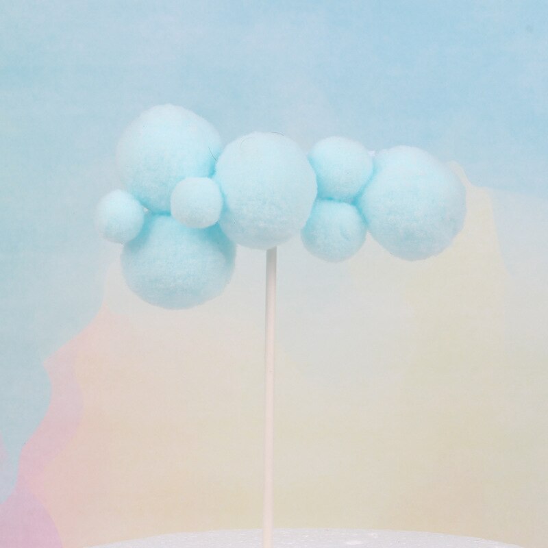 Pink White Blue Cotton Clouds Cake Topper Wedding Princess Happy Birthday Cake Topper Party Supplies Baby Shower Accessories: LONGBL