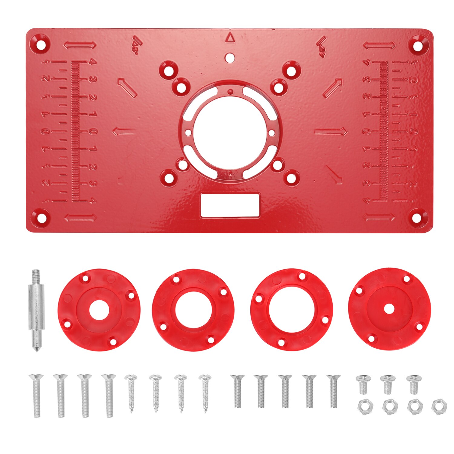 Fresebord innleggsplate trebearbeiding benker aluminiumsfreser trimmer med 4 ringer verktøy trebearbeiding gravering flip board