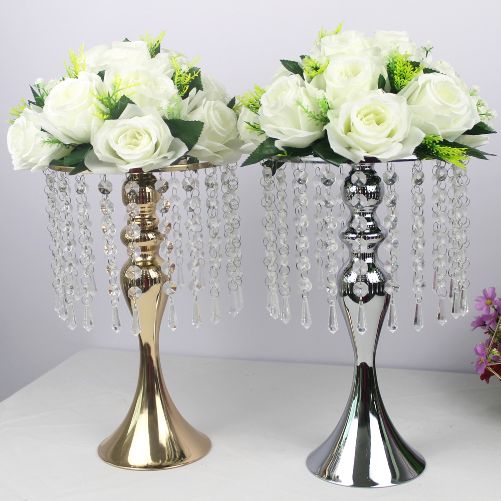 Imuwen udsøgt blomstervase twist form stativ gylden / sølv bryllup / bord centerpiece 52 cm høj vej føre hjem indretning