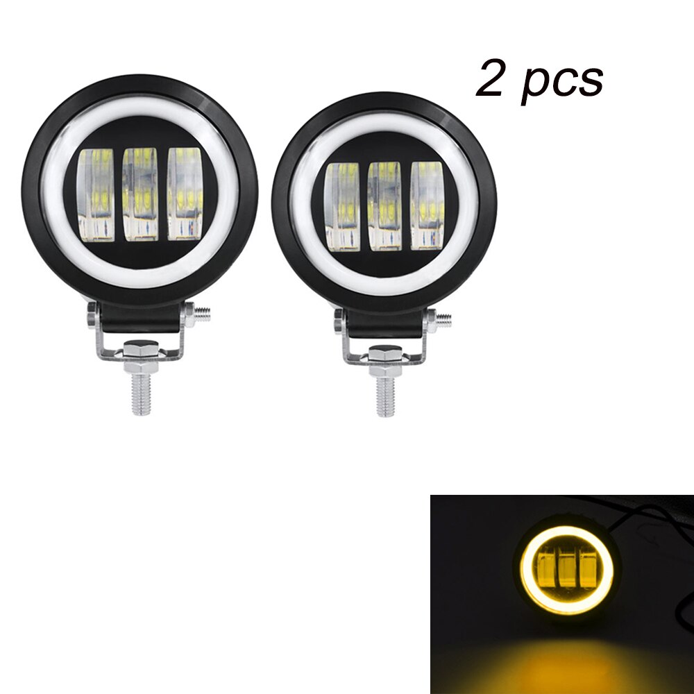 6D Lens 5 Inch Round Square Led Work Light For Car 4x4 Offroad Truck Boat UAZ ATV 12V 24V Led Angel Eyes Driving Lights。: 2x Round yellow