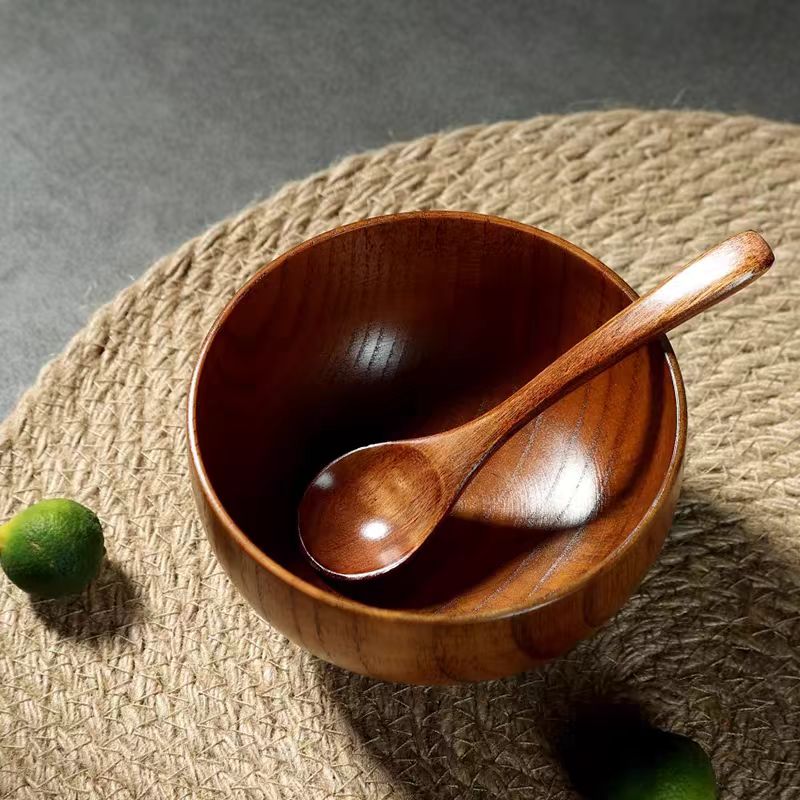Japanische Holz schalen Jujube Holz Kinder Baby Erwachsene kleine Suppen tassen Massivholz Salats ch üsseln Retro Haushalts geschirr