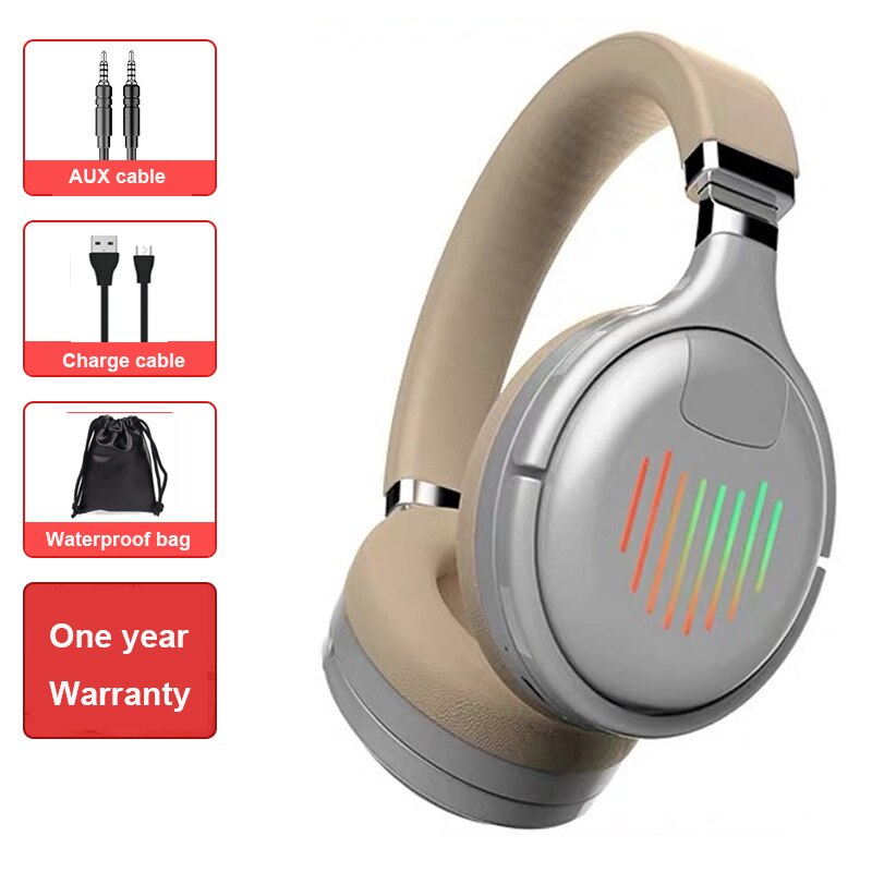 Casque sans fil Bluetooth casque de jeu Bluetooth 5.0 3D stéréo pliable lumière LED avec Radio FM TF carte pour téléphone portable