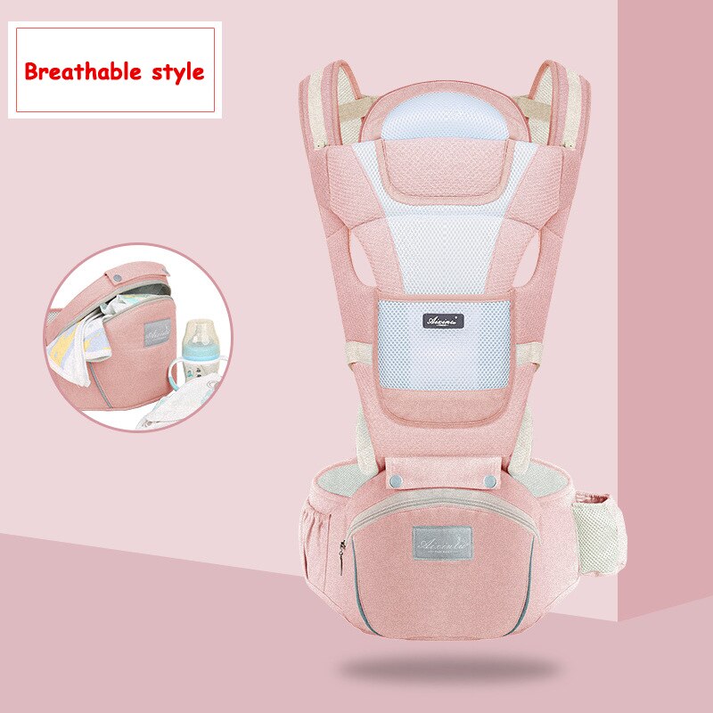 2022 0-48 Month Ergonomic Baby Carrier Infant Baby Hipseat Carrier 3 In 1 Front Facing Ergonomic Kangaroo Baby Wrap Sling: pink Breathable 354