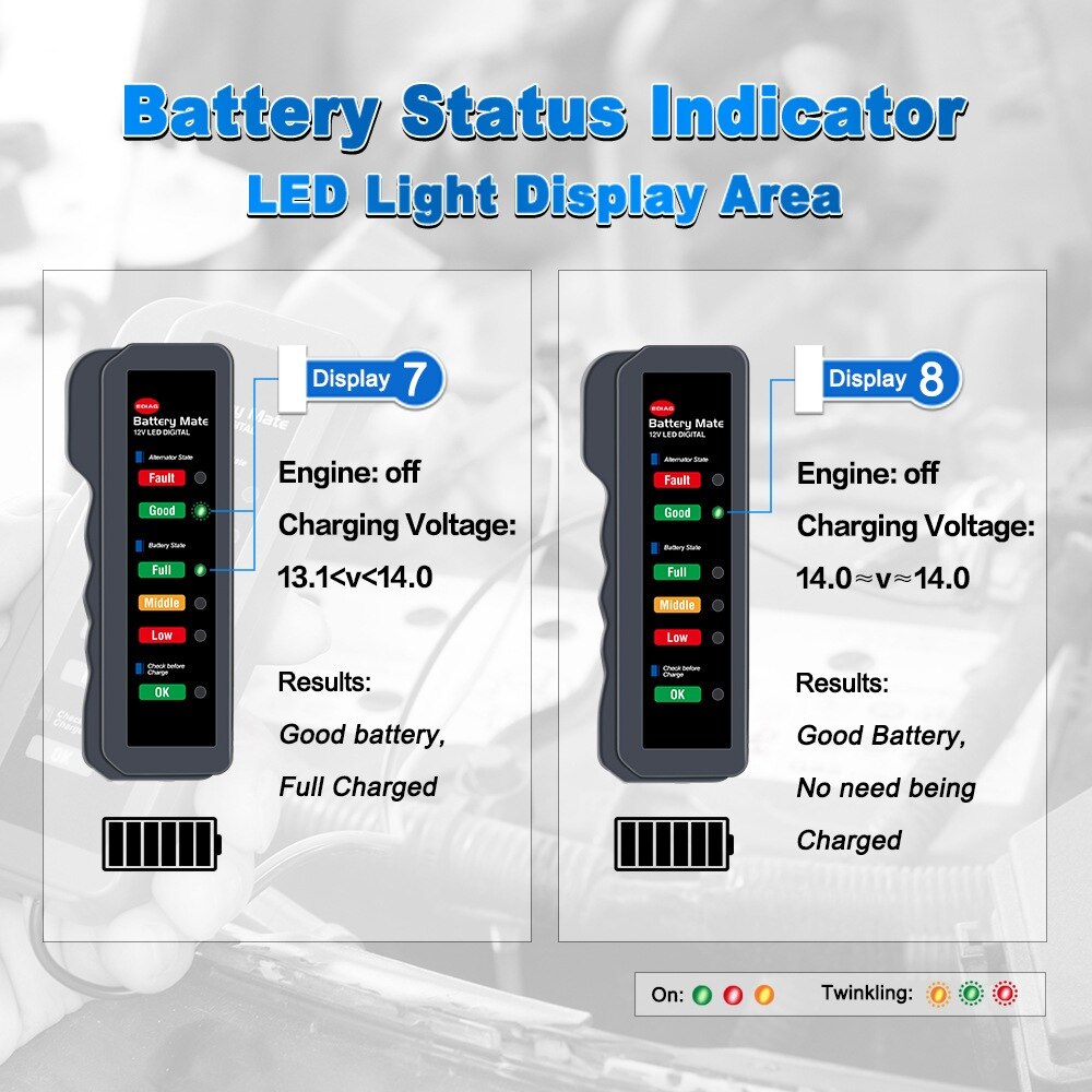 Mini 12V Voertuig Motorfiets Cary Batterys Tester 6 Led Verlichting Display Auto Cary Diagnostische Tol Cary Batterys Dynamo Voor auto &#39;S