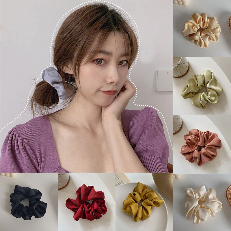 Scrunchies de seda para el cabello para mujer, coletero elástico, banda para el cabello de seda satinada, lazos para el cabello de Color sólido, accesorios para el cabello, cuerda para el cabello
