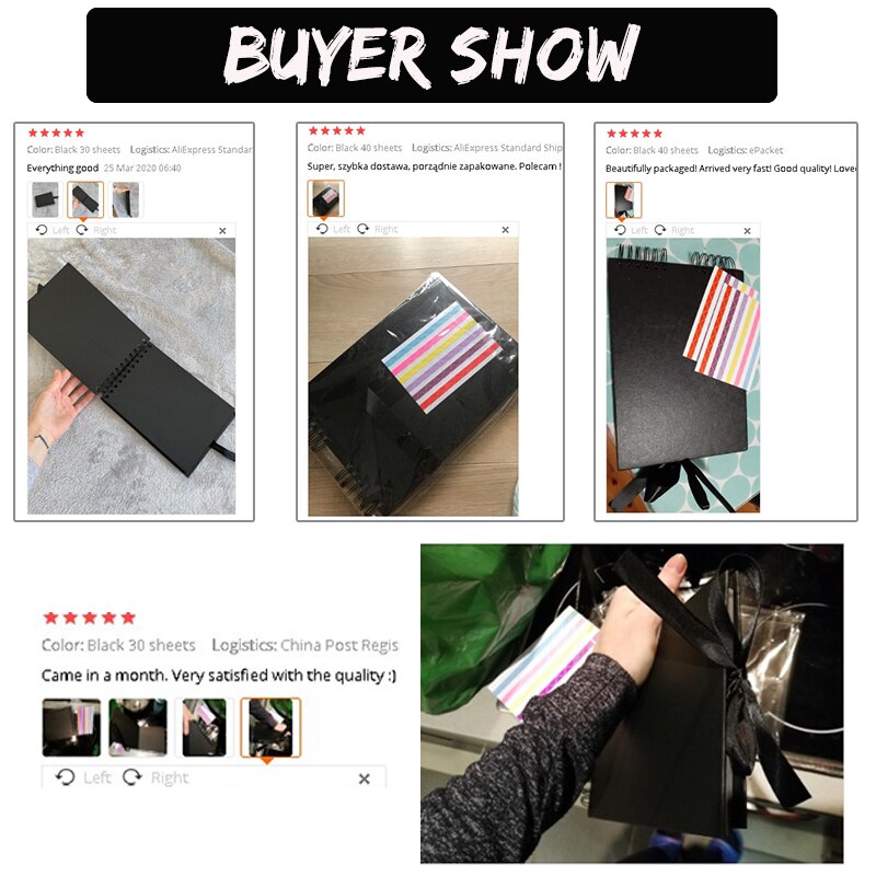 Álbumes de fotos 80 páginas negras, libros de memoria A4, papel para manualidades DIY, imagen para álbum de recortes, 12 marcadores, bolígrafos para boda, cumpleaños, para niños