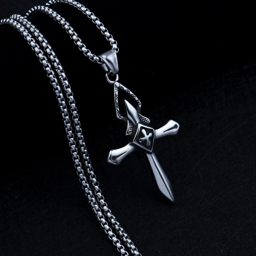 Hnsp Royal Knight Kruis Ketting Hanger Voor Mannen Rvs Ketting Mannelijke