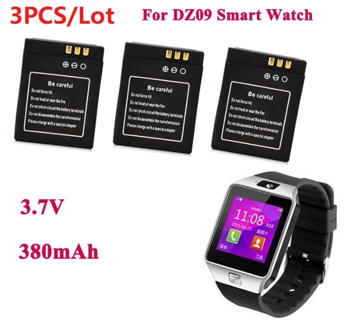 1pc/3 stk 380 mah smartwatch genopladeligt li-ion polymer batteri til  dz09 smart ur batteri til ksw -s6 ryx -nx9 a1 smart ur: 3 stk batterier