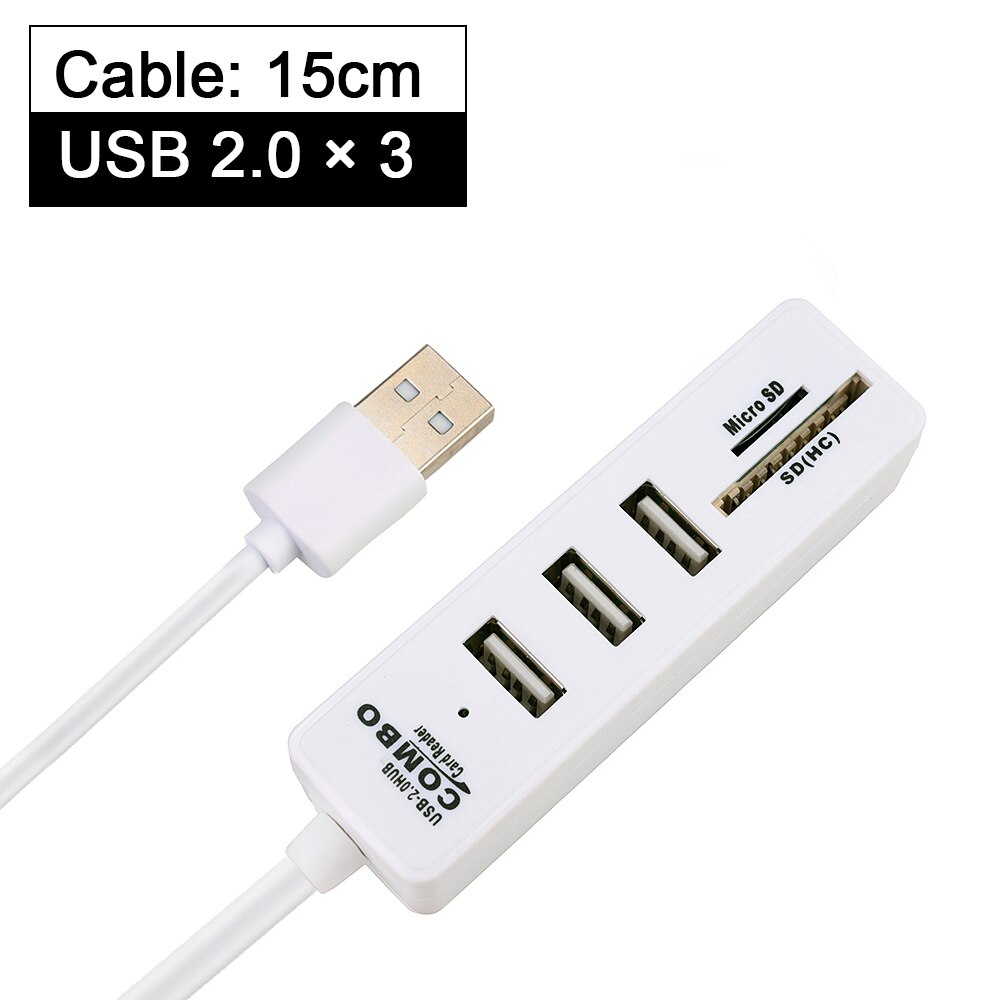Usb-hub 2.0, multi-usb 2.0- hub, usb-splitter, hoge snelheid, 3 poorten 6 2.0 hb tf sd-kaartlezer, alles-in-één voor pc-computeraccessoires: Default Title