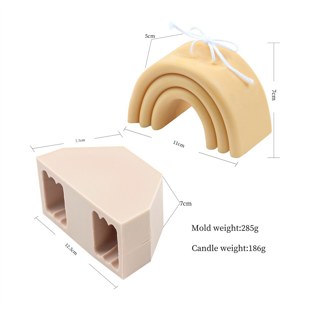 Geometric Rainbow Candle Mold Striped U-Shaped Silicone Mold Simple Lines Plaster Epoxy Mould Abstract Architectural Resin Tool: Candle Mold D