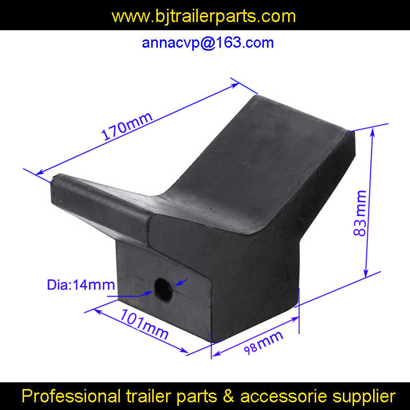 CVP Black Rubber Boat Trailer Bow Stop V Block Roller RV Parts Camper Caravan Accessories