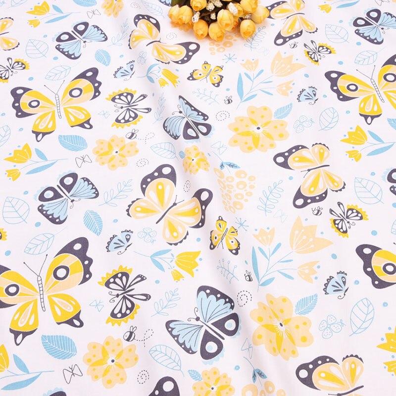 Vlinder bedrukte 100%  katoenen stof voor het maken van jurken kussens deken naaien baby kinderbedlaken textiel: Fa190199-1 / 5040cm