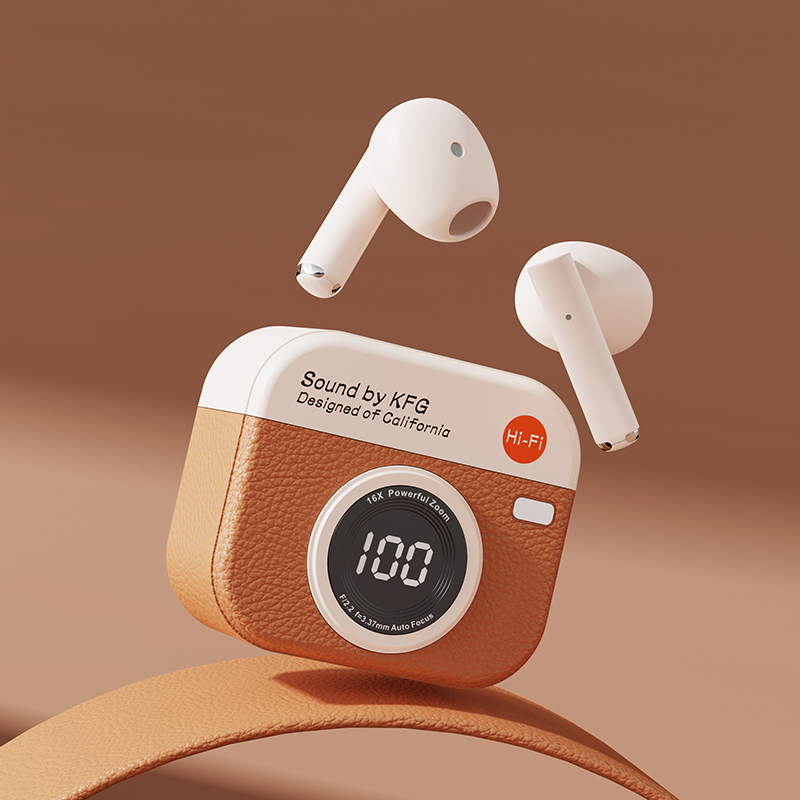 2025 Nouveaux écouteurs sans fil TWS avec 5.4 Bluetooth 36 heures de lecture Écouteurs de sport avec affichage LED et micro intégré: Or