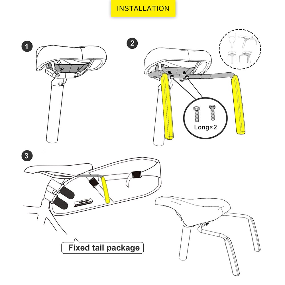 Rhinowalk Bike Saddle Bag Mount Stabilizer Bracket With Rubber Pads Rear Rack Bag Holder Bike Pannier BagTail Seat Saddle Bag