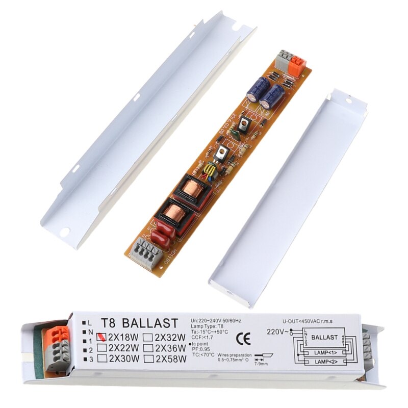 T8 220-240V AC 2x18W Wide Voltage Electronic Ballast Fluorescent Lamp Ballasts