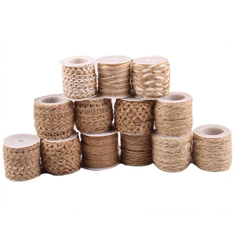Corde de ficelle en toile de Jute hessienne, 5M, en toile de Jute naturelle, pour emballage , fournitures décoratives Vintage pour fête de mariage