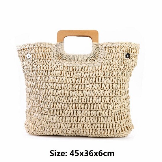 Sac à main Vintage tricoté en paille pour femme, idéal pour l'été, idéal pour la plage, idéal pour le voyage, fait à la main,: Type A Beige