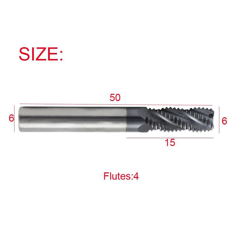 Milling Cutter MTS-6x15x6x50 45 Degree 4-Blade Rough Cutting Carbide Bit CNC Metal Edge Blade Leather Router C4E7