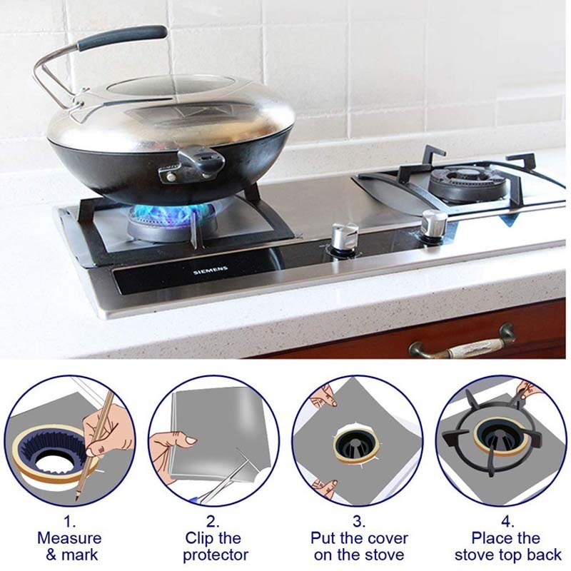 1/4Pc Kachel Protector Cover Liner Schoon Mat Pad Gasfornuis Gasfornuis Protector Keuken Accessoires Mat Fornuis Cove