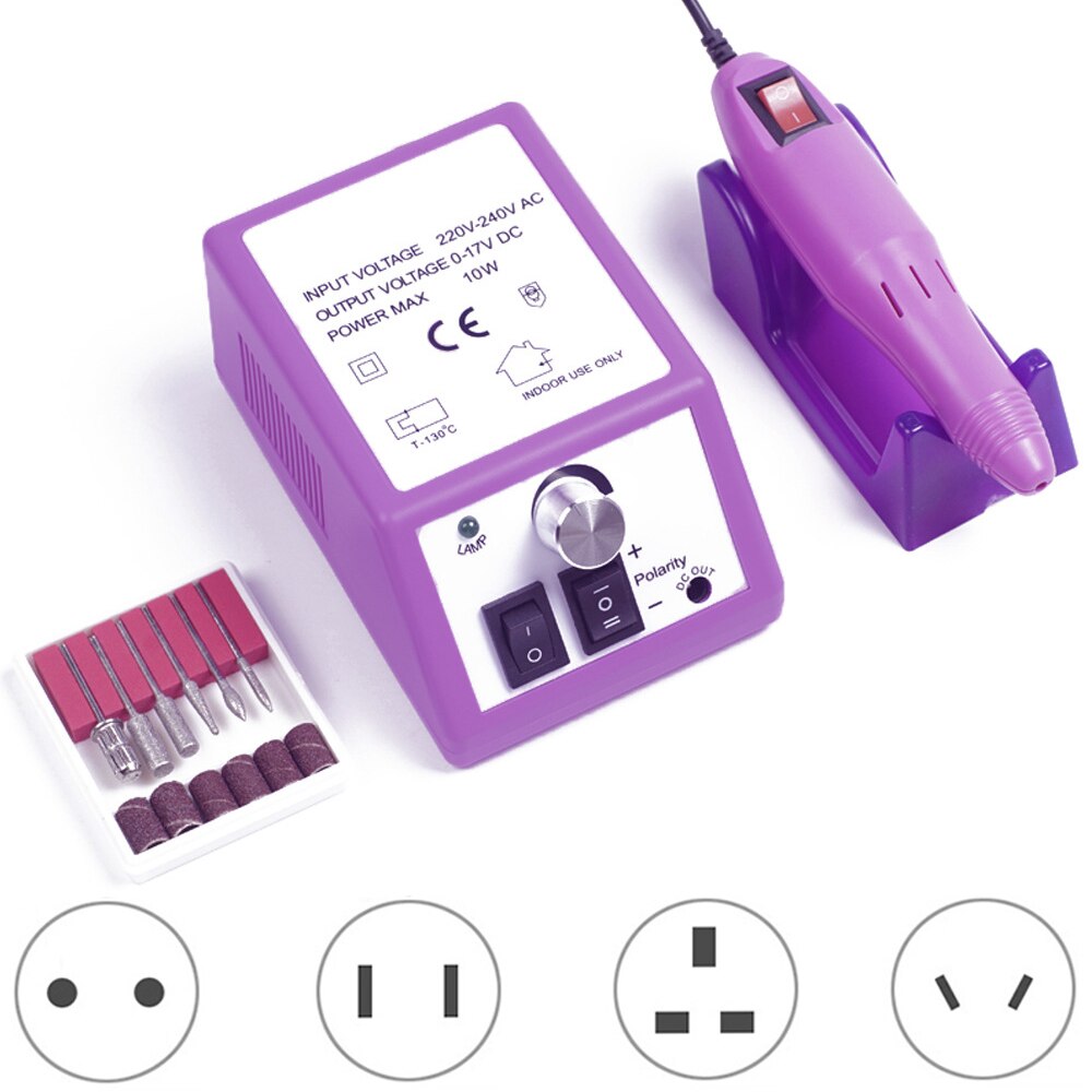 30000 Rpm Nail Boor Machine Set 40W Manicure Machine Apparaat Voor Manicure Pedicure Kit Pro Elektrische Nagelvijl voor Nail: 20000rpm-purple
