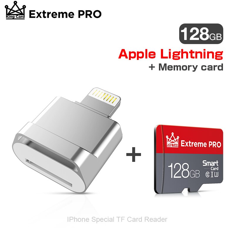 Czytnik kart TF Plug & Play lub przejściówkę ze złącza Lightning na MicroSD Adapter nie ma potrzeby sterownik dla iPhone 6/6s/6Plus/7/7Plus/8/X Usb/Otg/Lightning 2 w 1: 128GB Reader Silver