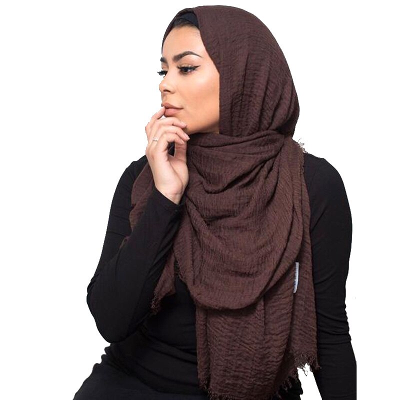 Klassisk premium viskos maxi crinkle moln hijab scarf sjal mjuk islam muslim & retail halsdukar