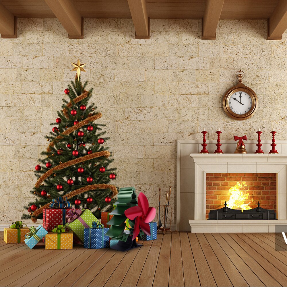 1pc juletræ ventilator pejs ventilator termisk strøm ventilator varme energi drev fan værelse hjem fest køkken