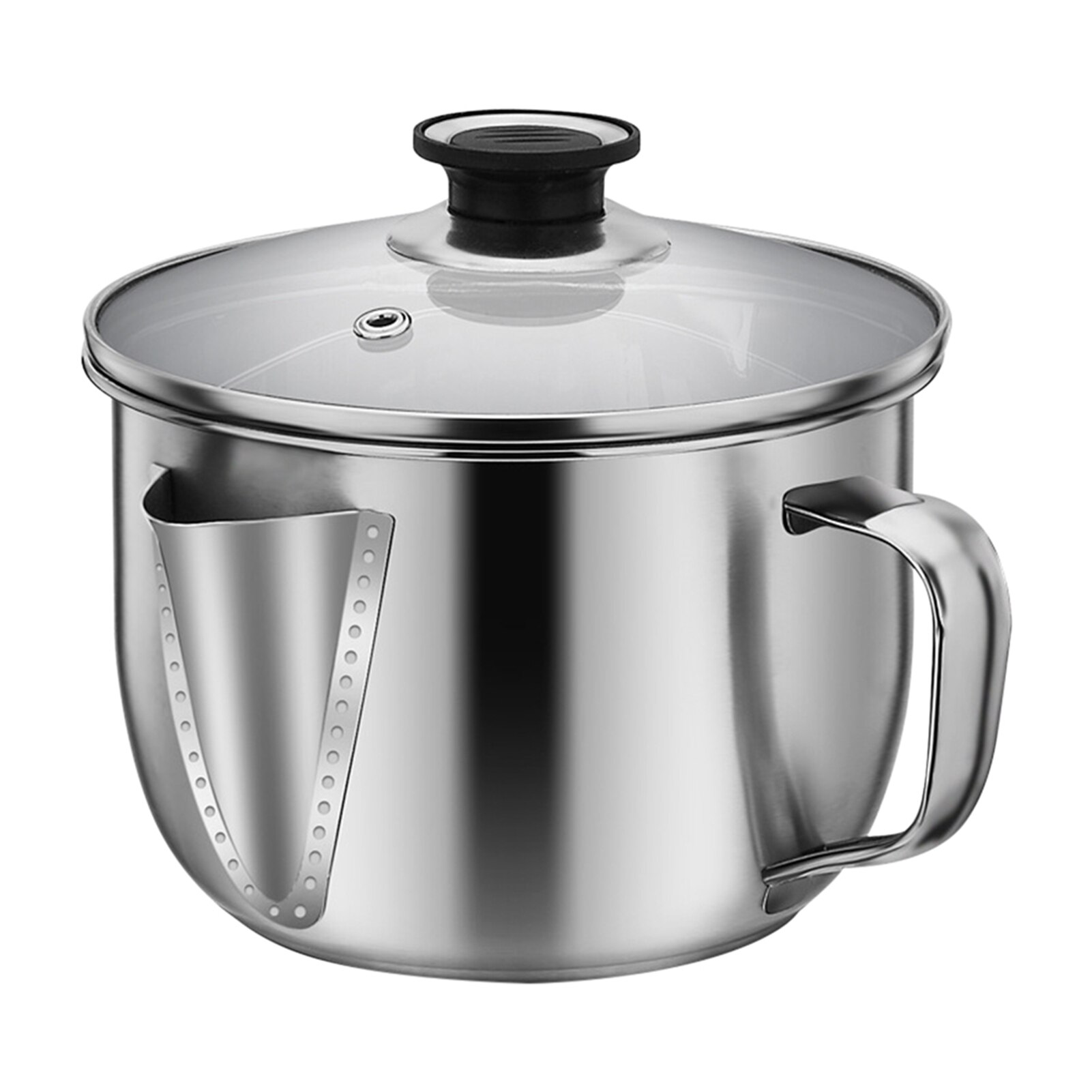 Stainless Steel Oil Kitchen Tool Gravy Strainer Restaurant 4 Cups Fat Separator Easy Clean Large Capacity Home Soup Grease: With Lid