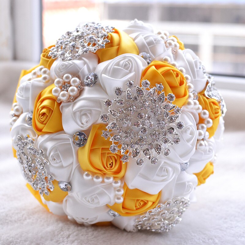 Gorgeous Wedding Flowers Bridal Bouquets Artificial Wedding Bouquet Crystal Sparkle With Pearls buque de noiva: 6