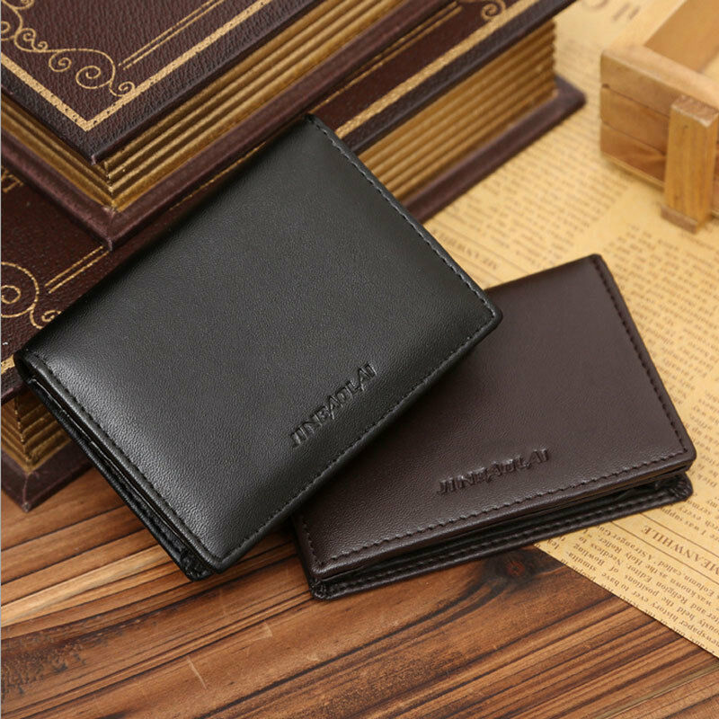 Kleine herren Business Geldbörsen Unisex PU Leder Bifold Geldbörse Kurz Tragbare Schwarz Handtasche Für Männer Bank Karte Halter pack