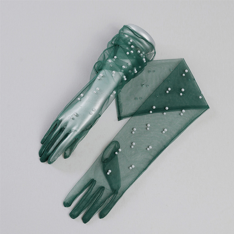 Women Sexy Lace Pearl Gloves Mesh Tulle Gloves Ful... – Grandado