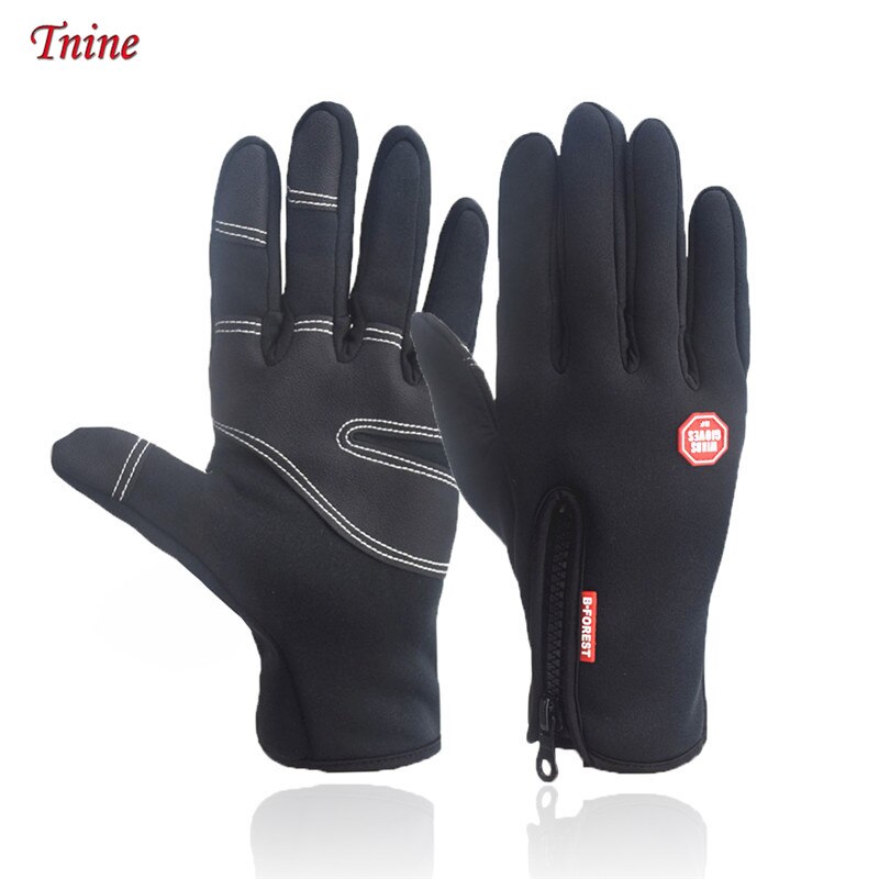 Touch Screen Pu Lederen Handschoenen Outdoor Sport Handschoenen Voor Mannen Vrouwen Winter Thermische Windstopper Waterdichte Handschoenen Guantes Luva: L