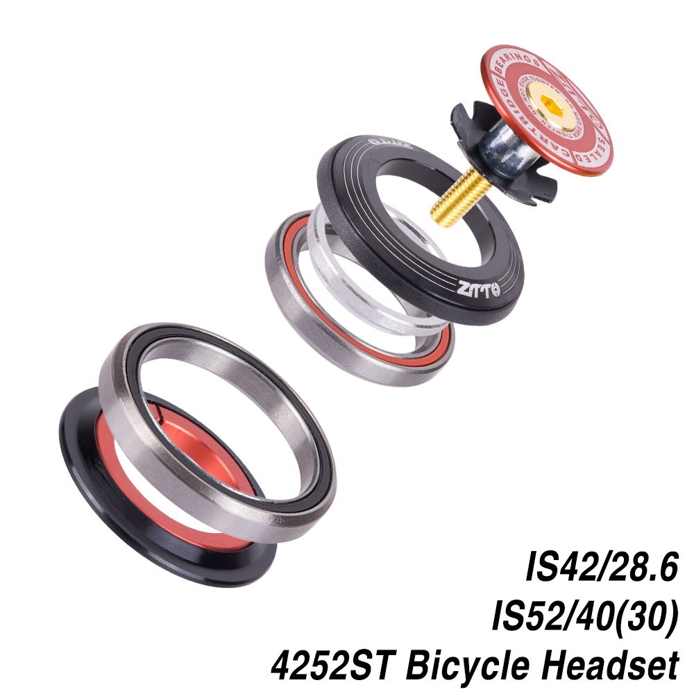 MTB Bicycle Headset 42mm 52mm CNC 1 1/8"-1 1/2" Tapered Tube fork Straight IS42 IS52 Integrated Angular Contact Bearing 4252ST