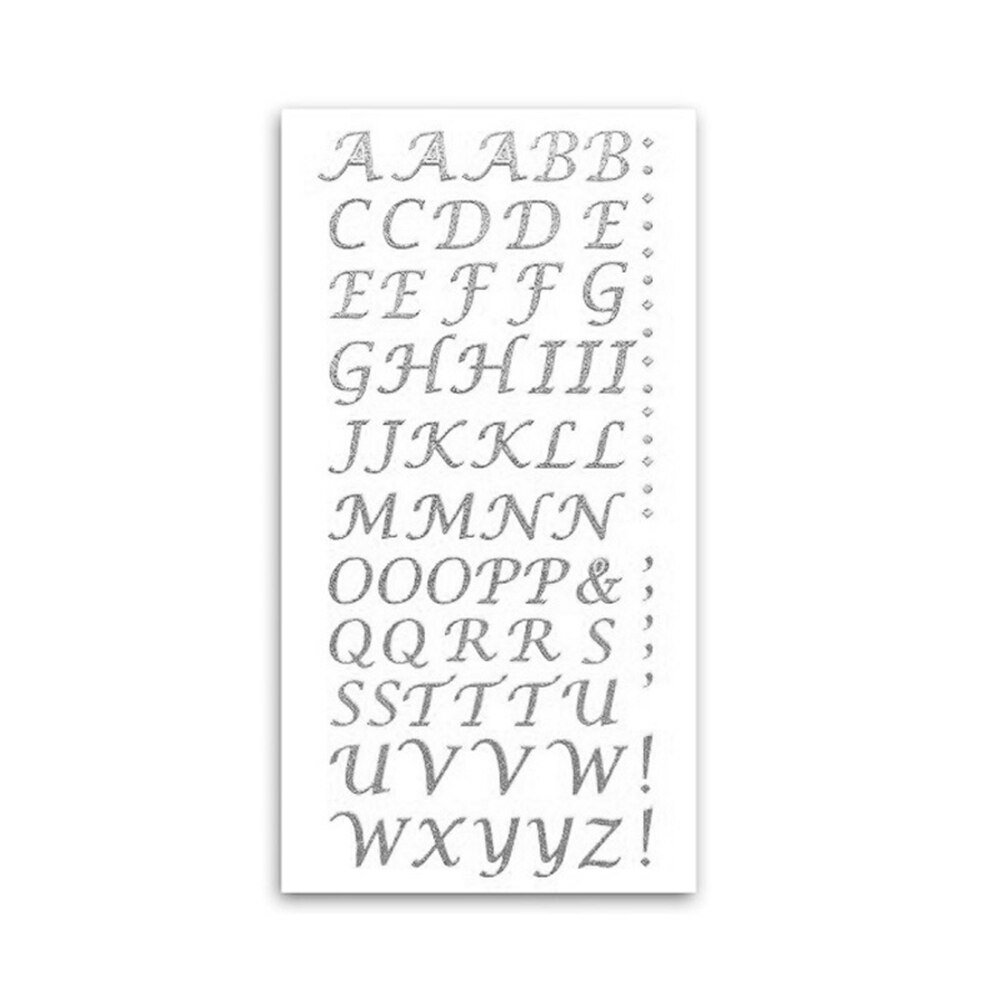 Alphabet Metal Sticker Self-adhesive Silver Gold Card DIY Flash Alphabet Handicraft: Silver