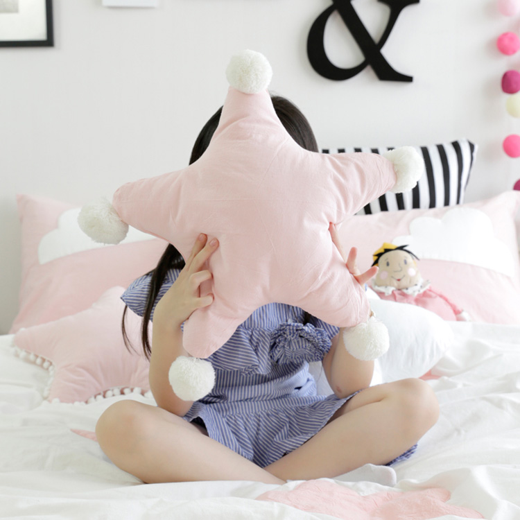 Stjärnkudde nackstöd stöd bomull moln resor kuddar nordisk söt baby säng rum dekoration barn fotografi tillbehör: Rosa stjärna