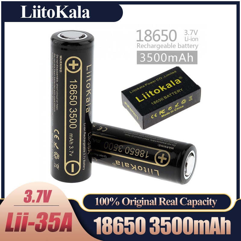 100% Originele Liitokala Lii-35A 18650 3500 Mah 3.7V Li-Ion Oplaadbare Batterij 10A Lithium Batterij Hoge Afvoer Voor Flashinglight