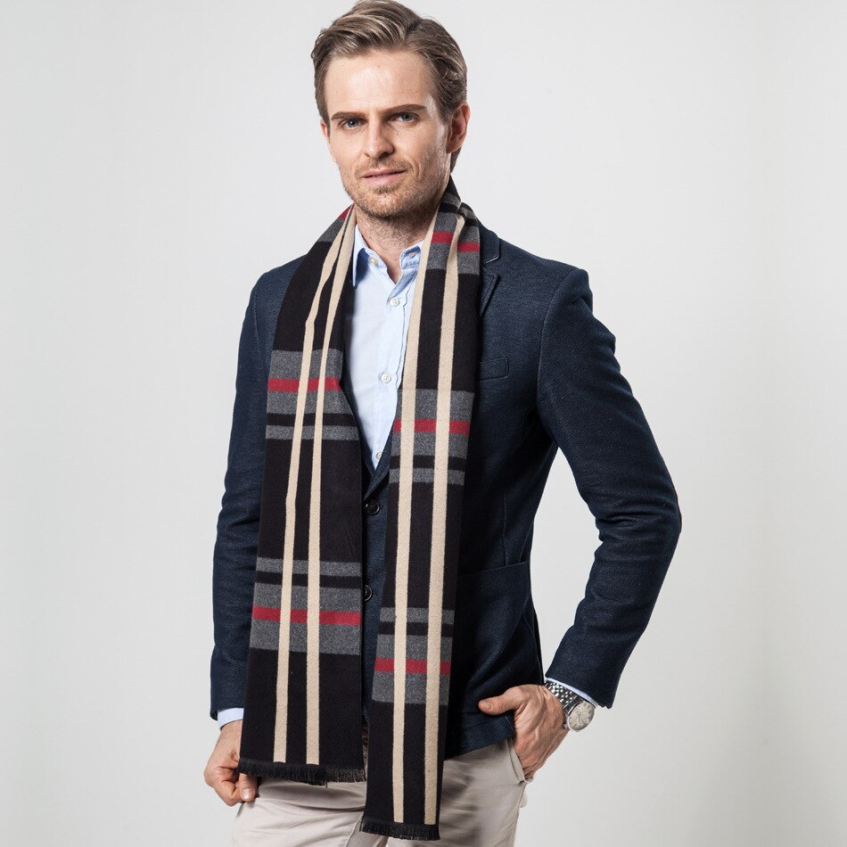 Écharpe Homme Carreaux Classique Ultra Douce – Pompons, Chaud Et Décontracté Pour Hiver | Cadeau Noël Ou Anniversaire